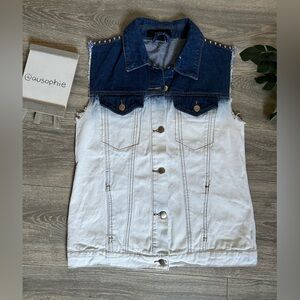 Forever 21 two toned studded jean vest